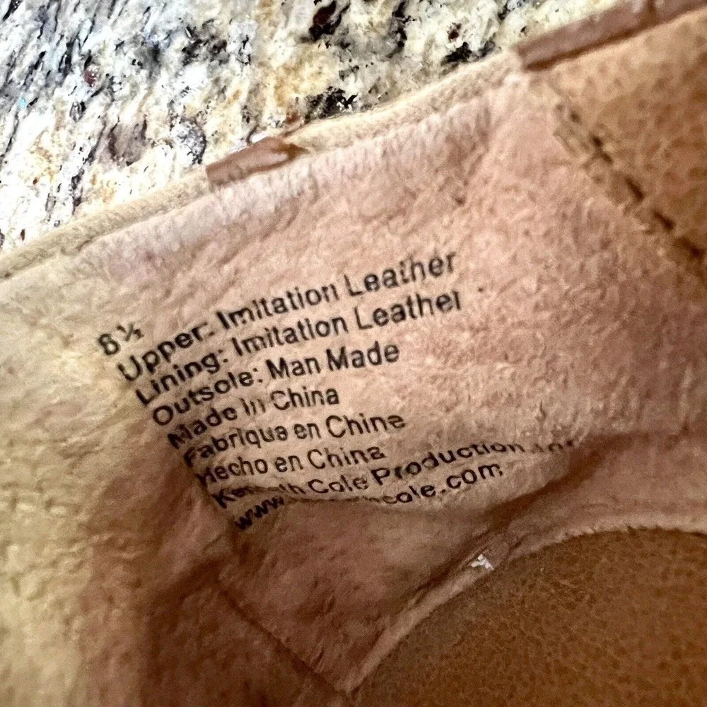 Kenneth Cole Reaction Ballet Flats 8.5 M Whiskey Brown Leatherette; Flower Bow